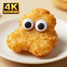 chicken nugget with googly eyes, 4k