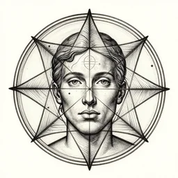 sacred geometry portrait, art by cameron gray