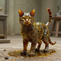 the loud cat, made of oil, film still from the movie directed by denis villeneuve and david cronenberg with art direction by h. r. giger and bernie wrightson, photorealistic!