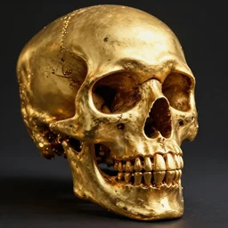 hyper realistic gold gutter skull, art by greg rutkowski, intricate, ultra detailed, photorealistic, vibrante colors, trending on artstation, octane render, 4 k, 8 k