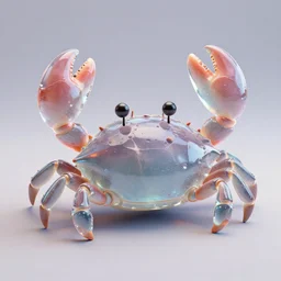 3d model of a cute crab with glass texture, 3d render, trend on artstation