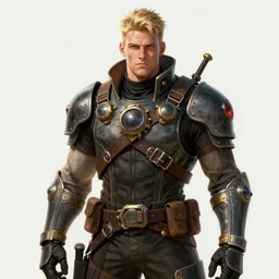 portrait of a man by ayami kojima, norwegian, he is about 2 0 years old, blond short hair, tall and strong, older brother vibes, he is wearing a steampunk tactical gear, highly detailed portrait, digital painting, artstation, concept art, smooth, sharp foccus ilustration, artstation hq