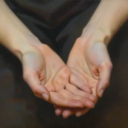 a beautiful closeup painting of feminine hands doing reiki healing, matte painting, by christophe vacher