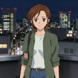 portrait emma watson in heavens feel movie, tokyo, ufotable, key visual, cinematic, city background, night time, rooftop, fate stay night, unlimited blade works, greg rutkowski, high resolution, street clothes, anime, high budget