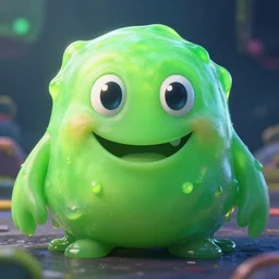 fat toxic slime with happy face, hd, hdr, ue 5, ue 6, unreal engine 5, cinematic 4 k wallpaper, 8 k, ultra detailed, by popular digital, artstation
