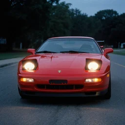 Nineties American sports car with hidden headlamps, commercial photo shoot