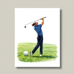 a beautiful artwork illustration, graphic design, simple, a golf themed greeting card, artistic, featured on paper source, vertical orientation, very coherent, high detail, photoshop, 8 k