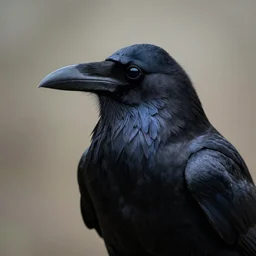portrait of a gentle and wise raven with long feathers in alan lee and marc simonetti and emil melmoth style  , cinematic lighting