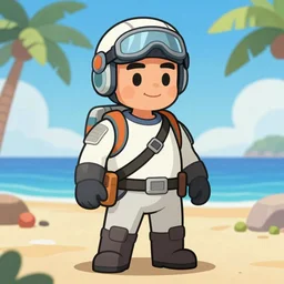 masterchief enjoying summer, cartoon style