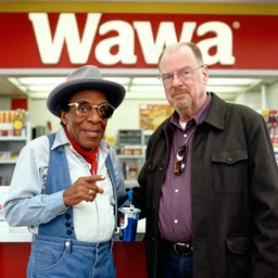 Walter White meeting Pee Wee Herman inside of a Wawa in Philadelphia