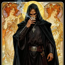 crackhead sith lord smoking crack cocaine by mcfarlane, alphonse mucha, artgerm and greg rutkowski and magali villeneuve. drug addicts
