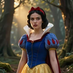 portrait, snow white from disney as a d & d fighter, beautiful, proud serious expression, style by jeff easley, brian froud, ralph horsley, dramatic light, high detail, cinematic lighting, artstation, dungeons and dragons, in the forest, golden hour