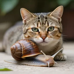 a feline snail - cat - hybrid, animal photography