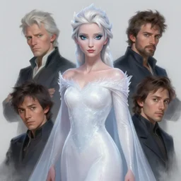 character concept portrait, frozen woman in a white gown, style digital painting, concept art, smooth, sharp focus, illustration by ruan jia and mandy jurgens and william - adolphe bouguereau, artgerm