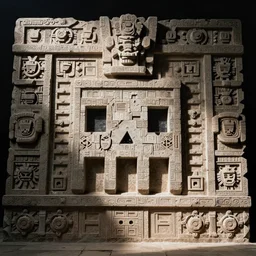 space invaders as a mayan stone carving