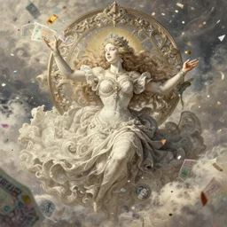heaven, british money confetti,  beautifully, fantasy, dramatic, intricate, elegant, highly detailed, digital painting, artstation, concept art, smooth, sharp focus, illustration, art by Gustave Dore, octane render