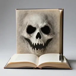 studio photography of book with scary face