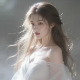 of ethereal fantasy, young beautiful Amouranth, elegant, ethereal dreamy light, art by James Jean, james jean pastiche
