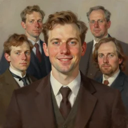 photo of grant wood with simple smile paint detailed digital artstation, portrait hd 4 k, y greg rutkowski and gaston bussiere and craig mullins and j. c. leyendecker, hd