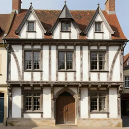 facade of white plaster medieval timber building, fantasy matte painting, intricate detailed digital painting by walter crane and kay nielsen, sharp focus, warm lighting - t