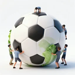 people using a cabbage as a soccer ball