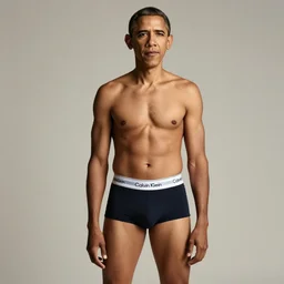 Photo of Barack Obama in swimsuit, soft studio lighting, photo taken by Terry Richardson for Calvin Klein, award-winning photograph, 24mm f/1.4