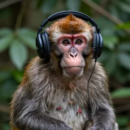 monkey with headphones