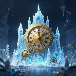 clockwork garden of the ice palace. award - winning 3 d anime by an indie studio, heavily stylized, rimlighting, depth of field, limited palette, impressionism, chiaroscuro, bokeh.