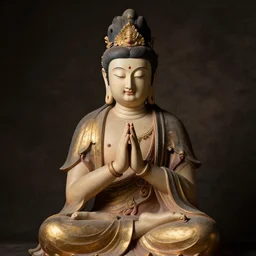 contented female bodhisattva, praying meditating, portrait by Conrad Roset