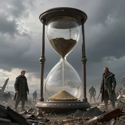huge hourglass floating above postapocalyptic wasteland in the style of jaroslaw jasnikowski, overcast, dramatic lighting, epic, photorealistic, alexander mikhalchuk, jaroslaw jasnikowski, dariusz zawadzki, h. r. giger, trending on artstation