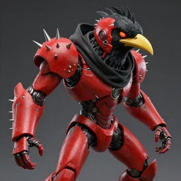 red kon - dam with zoidberg spiked and long studded droid helmet, akira - style artistically anthropomorphic black bird head. cloaked hood down, zoidberg, dynamic pose. science fiction, portrait by donato giancola and greg rutkowski and wayne. hyper detailed. rendered in 3 0 0 0 cycles. top all time r / imaginarycyberpunk.