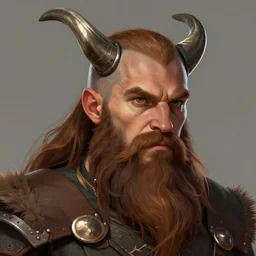 Viking Barbarian with long brown beard, short hair, D&D Character Head Portrait, Digital Art, Detailed, Trending on Artstation