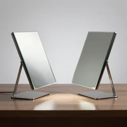 two mirrors are at angle to each other refracting each other recursively on a table, octane render 8 k