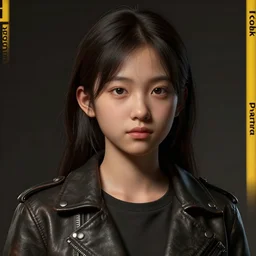 clothed, worksafe. instagram photo, kodak portra. by wlop, ilya kuvshinov, krenz cushart, greg rutkowski, trending on pixiv. zbrush sculpt, octane, maya, houdini, vfx. close - up face of a young cute teen japanese filipino girl wearing leather jacket. classic painting. cinematic dramatic atmosphere, sharp focus, volumetric lighting.