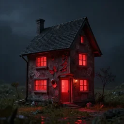 A beautiful photo of a trypophobia house with a mysterious red glow emitting from inside, by octane render and corona render, stunning, photorealistic, featured on artstation, 4k resolution