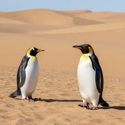 penguins sand dunes,, photography