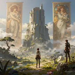landscape of horizon zero dawn, elegant, highly detailed, digital painting, artstation, concept art, smooth, sharp focus, illustration, art by artgerm and greg rutkowski and alphonse mucha, 8 k