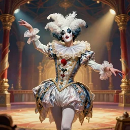 award winning digital art of a attractive male pierrot, performing at a magnificent circus, beautiful circus themed background, trending artstation, digital art, aesthetic, bloom, intricate, elegant, sharp focus, digital illustration, highly detailed, octane render, digital painting, concept art, witchlight carnival, masterpiece