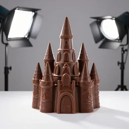 photo still of chocolate castle, 8 k, studio lighting bright ambient lighting key light, 8 5 mm f 1. 8