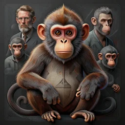 funky monkey, by peter afshar, michael hutter, don maitz, tim white and craola : : highly intricate, sophisticated and complex digital painting, concept art, hyperrealism, cinema 4 d, 8 k resolution, 6 4 megapixels, cgsociety, zbrush central, behance hd, hypermaximalist, a masterpiece, parallax, geometric cel - shaded