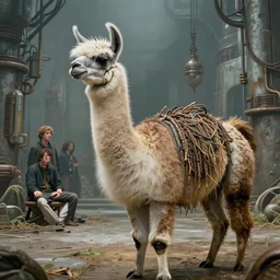 llama with dreadlocks, industrial scifi, by mandy jurgens, ernst haeckel, anton fadeev, james jean