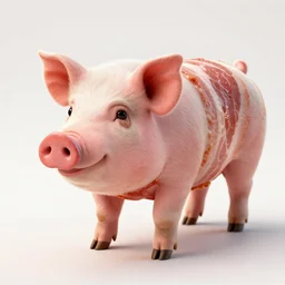 a pig in the material of bacon, a pig made out of bacon