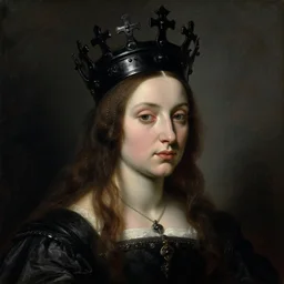 (((((The portrait of Lady in black wax crown))))) by Tintoretto !!!!!!!!!!!!!!!!, dark fantasy, witcher, very detailed oil painting in the alla prima style, masterpiece, 8k