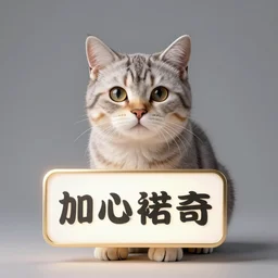 cat with a sign, photorealistic, high light, epic lighting, glow, high detailed, 4 k resolution by augustus edwin mulready