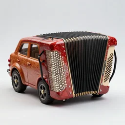 a car shaped like an accordion, photo, detailed, 4k