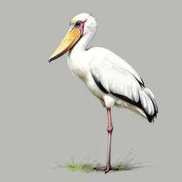 sketch of a shoebill stork in suit