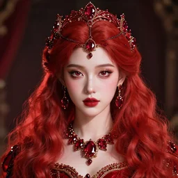 portrait of wonderful princess of rubies with fair skin, red hair ornate 8 k gorgeous intricate detailed, accent lighting, dramatic light, octane render