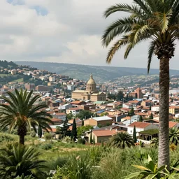 city of armenia quindio landscape, with wax palms, concept art for a dark souls game, concept art, 4 k, video game art, trending on artstation