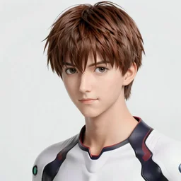 shinji from evangelion, highly detailed, realistic, photographic