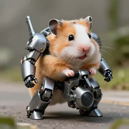 elon musk riding a mecha hamster